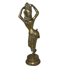 Vintage/antique? India Goddess Indian Hindu Brass Statue Dancer Dancing 17” Tall picture