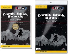 100 BCW Golden Age Acid Free 2-Mil Polypropylene Comic Bags & Backing Boards SET picture