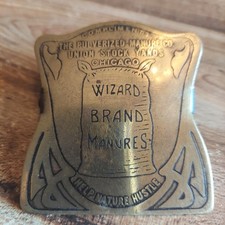 Antique Brass Desk Clip Wizard Brand Manure Green Duck Co Chicago picture