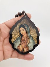 Virgen De GuadalupeWooden Medallion Blessing Décor Art Crib Auto Protection picture