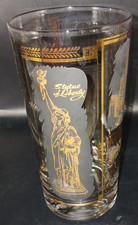 Vintage 50's Barware NEW YORK CITY 22k Gold Souvenir Highball Cocktail GLASS picture