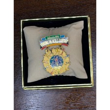 Vintage Atlanta 1996 Olympics Pin Bringing the World Together Gold Tone Enamel picture