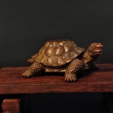 Collection Chinese Old Bronze Handmade Cast Turtle Tortoise Statue Gift Tea Pet picture