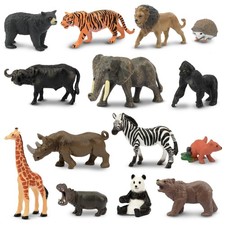 TOYMANY Mini Animal Figures, 14-Piece Wildlife Figure Set, Realistic Animal picture