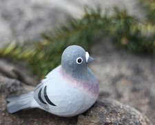 Cute Hand Carved Small Wooden Pigeon Figurines Wood Pigeon Statues for Home D... picture