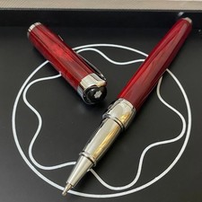 Montblancc Burgundy Red Rollerball Pen Resin Silver Trim w/ Box VIP Gift Rare picture