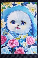 ACEO OOAK ORIGINAL 1/1 HAND-DRAWN SKETCH Cute White Puppy, Signed By Artist picture