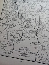 ☆1895 train map LOUISVILLE,  NEW ALBANY & CHICAGO RAILWAY railroad route station picture