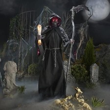 Home Accents 7.5 FT Grave Bones Animated LED Fiery Reaper Halloween 25PA03048 picture