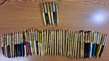 Lot of 58 Collectible Advertising Metal Ballpoint Pens Gold Tone Assorted picture