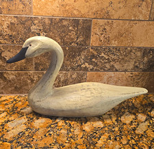Decorative Beige/Cream Swan Bird Figurine/Decoy with Black Beak ch#60581 picture