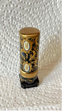Lipstick Vintage MICHEL DE LUXE Ornate Black & Gold Metal Tube Red Venus picture