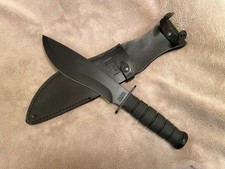 VERY RARE KA-BAR 1244 8 inch Bolo Camp Knife w/Kraton G Handle & Leather Sheath picture