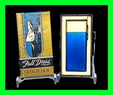 Unique Vintage Art Deco 1940's Full Dress 2-Tone Pocket Petrol Lighter With Box  picture