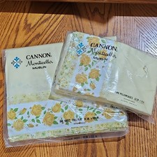 Vintage Cannon Monticello Yellow Rose Sheet And Pillowcase New Old Stock (NOS) picture