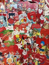 Vintage 50s 60s Die Cut Holiday Valentines Day Cards Hallmark LOT OF 50 picture