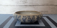 VINTAGE Antique Blue with Gold Scroll and Floral Design - Round Raised Bowl picture