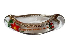 HAMPTON BEACH NH NEW HAMPSHIRE Souvenir ANTIQUE CLEAR Glass TRINKET BOAT picture