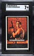 1987 Edis Rock & You #97 ARNOLD SCHWARZENEGGER SGC 7 Pop 1 highest Raw Deal picture