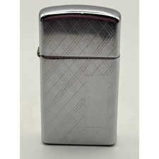1966 Zippo Chrome Engraved Line Pattern Windproof Lighter Vintage USA Untested picture