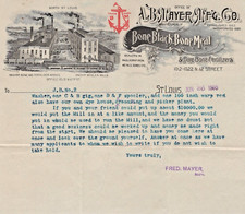 Agriculture Paper Receipt A B Mayer Bone Black Bone Meal Advertise 1895  A11LL picture