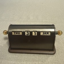 Mid-Century Vintage Rolling Day Date Desk Top Calendar *WORKS* picture