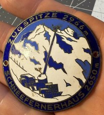 Vintage enamel travel badge ZUGSPITZE 2966m SCHNEEFERNERHAUS Germany picture