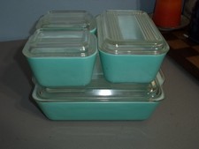 Vintage Pyrex Robin Egg Refrigerator Set with Lids picture
