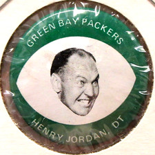 HOF 1969 HENRY JORDAN Drenks Potato Chip Green Bay Packers football Pinback picture