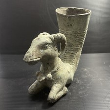 Circa 500BC Ancient Near Eastern Bronze Rhyton In The Form Of Ram/Goat picture
