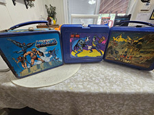 Lot of 3 Vintage Lunchboxes w/ Thermos Inserts: MOTU Batman M.A.S.K. picture