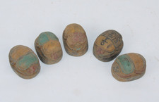 UNIQUE 5 PHARAONIC ANCIENT EGYPTIAN SCARABS Carved Amulets (BA) picture