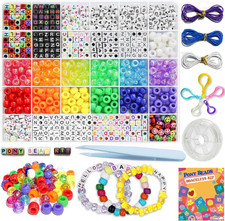 1300 Pcs DIY Childrens Crafts Beads Friendship Bracelet Kit, with Pony Beads Let picture