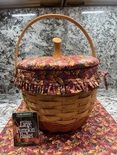 Longaberger  NEW 1997 LG. Pumpkin Basket Lid, Liner, Protector, Card, Napkin  picture