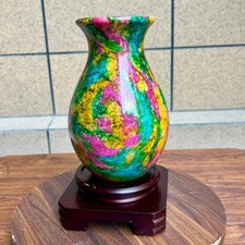 2.6 lb  Taiwan Serpentine Crystal Vase Natural Harmony Display Decor picture