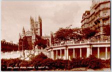 UK England Somerset Bath Grand Parade Abbey Gothic Spires Terrace 1920s RPPC picture