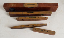 LOT OF 5 ANTIQUE WOOD & BRASS SPIRIT LEVELS (RABONE) picture