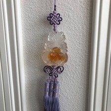 Liuli Crystal Glass God of Wealth Car Hanging Ornament: Feng Shui Blessing Gift picture