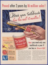 Vintage 1941 DR. WEST'S Miracle Tuft Toothbrush Dental Hygiene 40's Print Ad picture