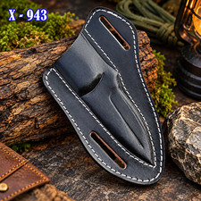custom handmade black color leather horizontal scout leather knife sheath picture