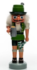 VEB Hodrewa Rothenthal Oktoberfest Beer Holding Nutcracker 8.5in Green Vintage picture