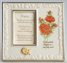 Lenox China Treasures Picture Frame October With Opal Calendula Flower picture