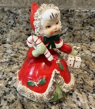 Vintage 1950's SHAFFORD Japan Ceramic Christmas Girl Figurine MCM 4