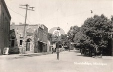 Street View Stockbridge MI Michigan 1920 RPPC Photo Postcard COPY picture
