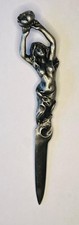 Art Nouveau Beautiful NUDE GODDESS Pewter Mermaid Letter Opener picture