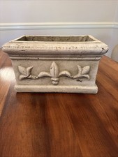 Vintage French Style Garden Planter Roman Box Fleur De Lis 11” Long picture