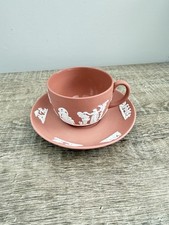 Vintage Wedgwood Jasperware Terracotta Cup and Saucer Set - England picture
