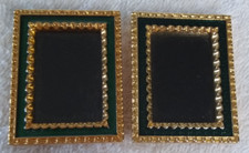 Two Mini Picture Frames Emerald Green and Gold Tone With Easel 2 x 1.5 Inches picture