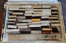 Antique Wood & Rubber Office, Depot Stamps Assorted Railroad Cities & Towns picture