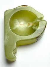 VTG MCM Green Onyx Marble Stone Buenos Aires-Shaped Ashtray Argentina 4.5